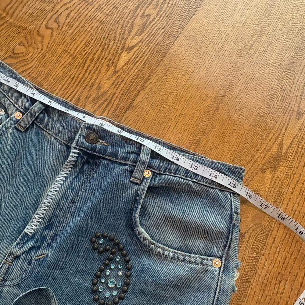 We the Free Wiley Embellished Bootcut Jeans Studded Distressed Ripped 28 33” ins - Picture 12 of 14